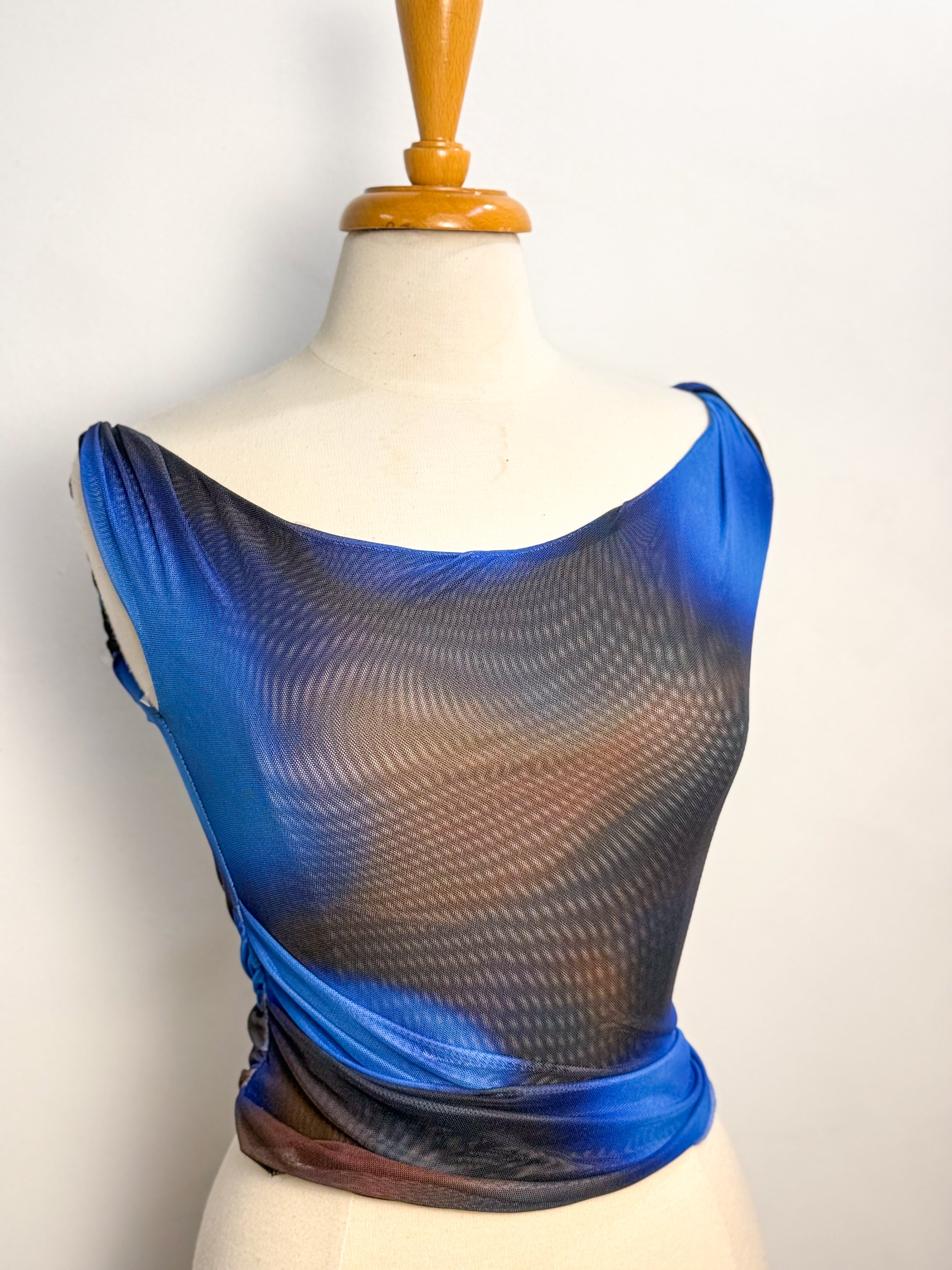 One Shoulder Ombre Mesh Top