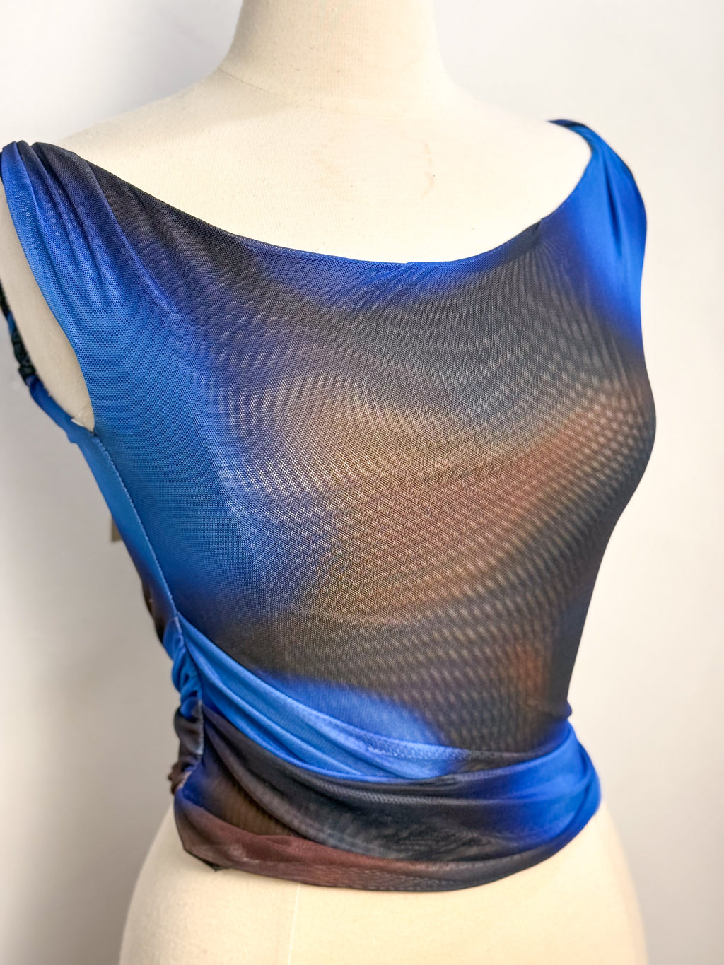 One Shoulder Ombre Mesh Top