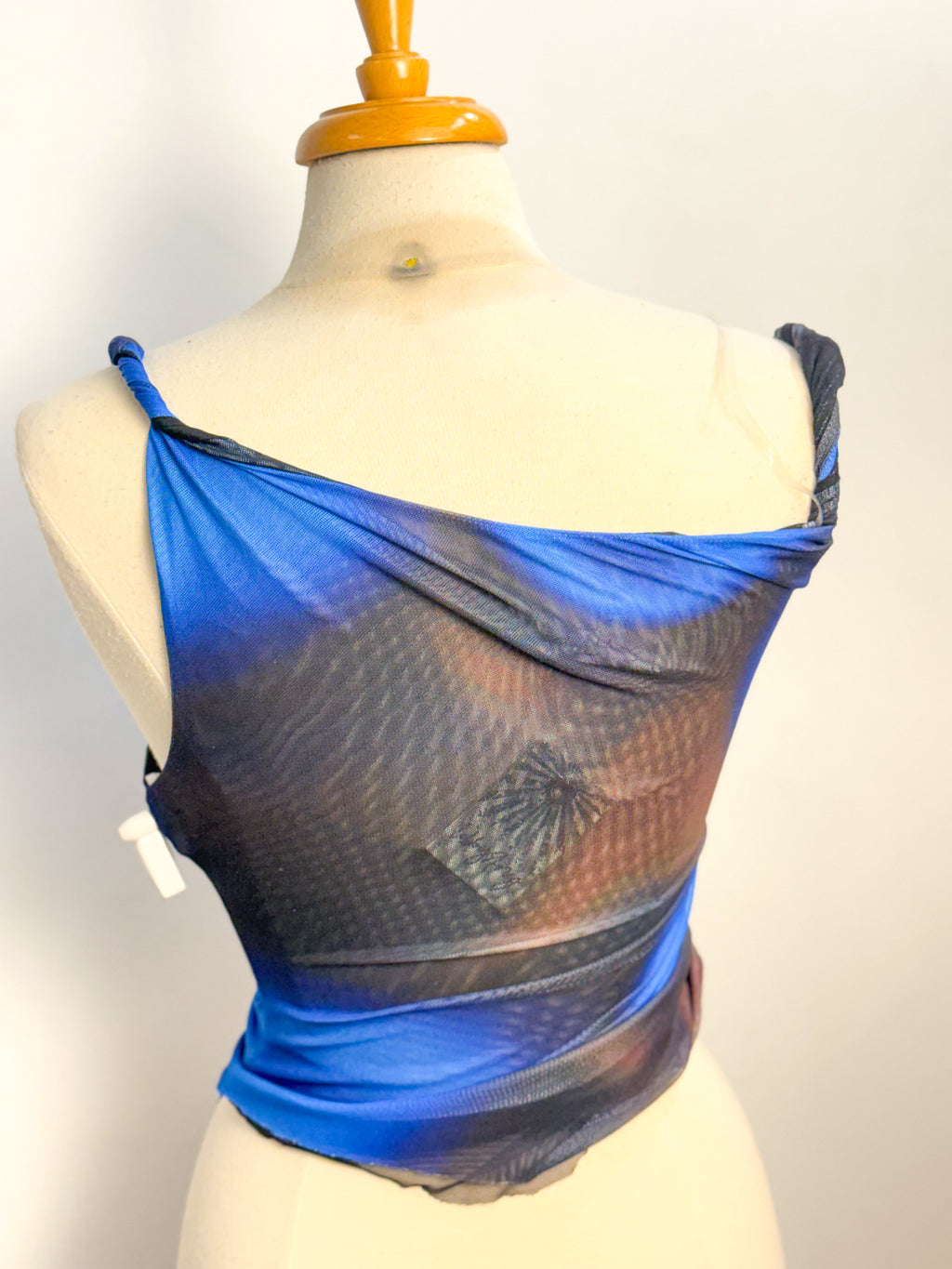 One Shoulder Ombre Mesh Top