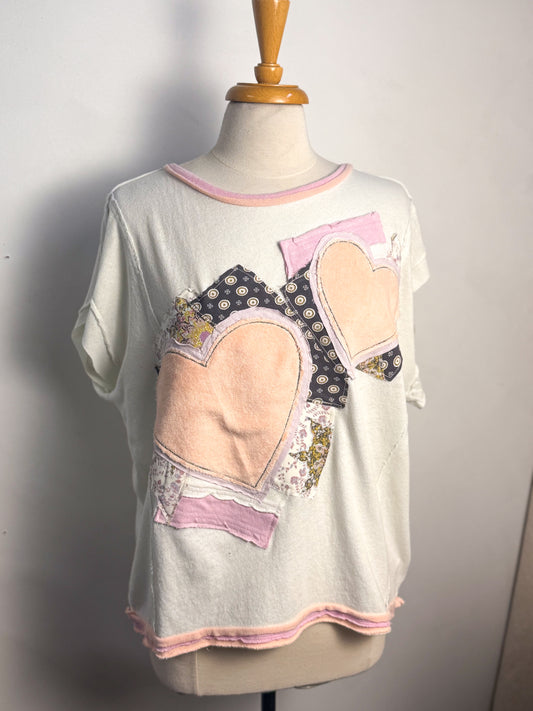 OOAK Libby Story/Free People Patchwork Heart Pullover