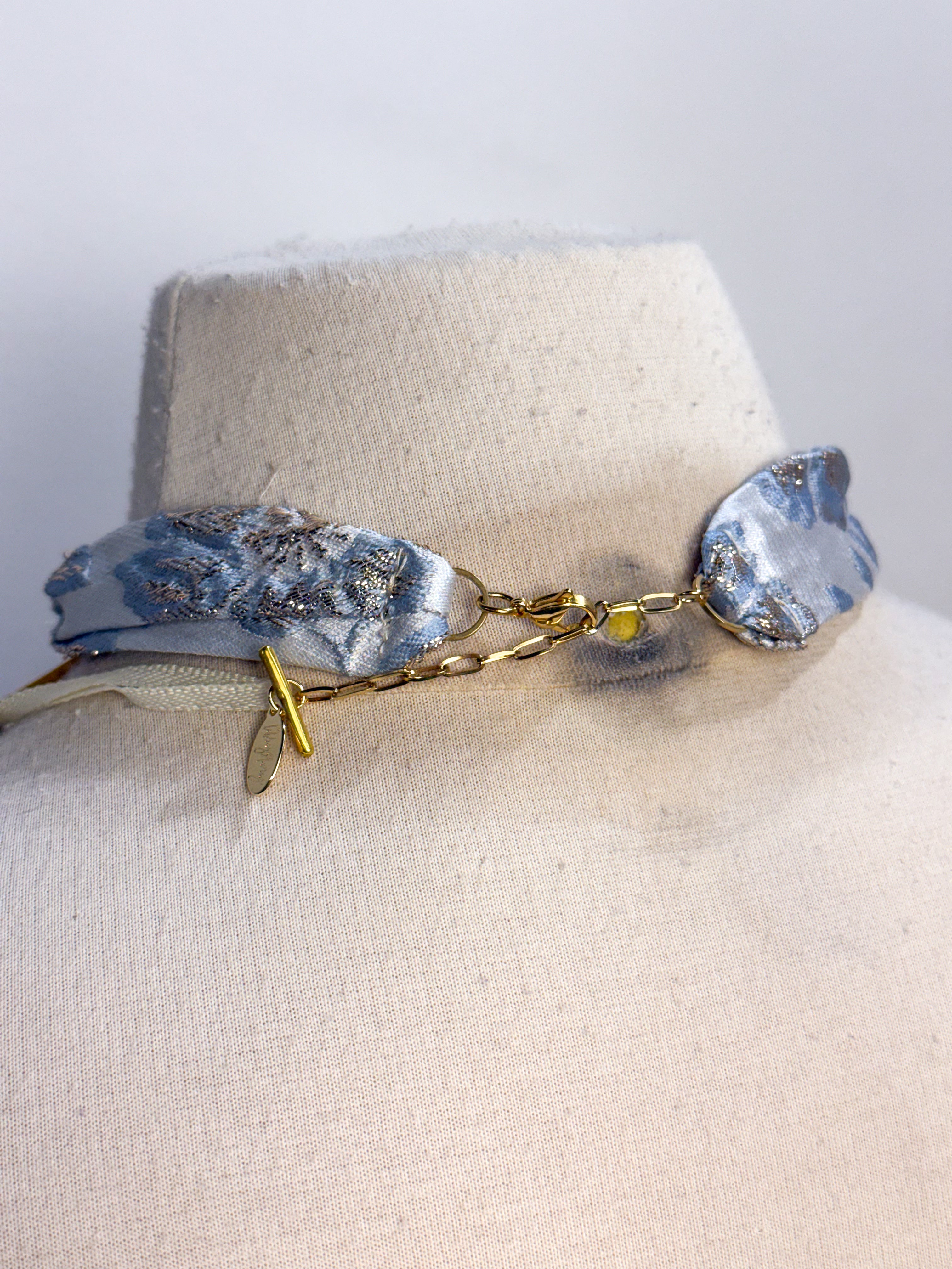 OOAK Metallic Accent Scarf Necklace