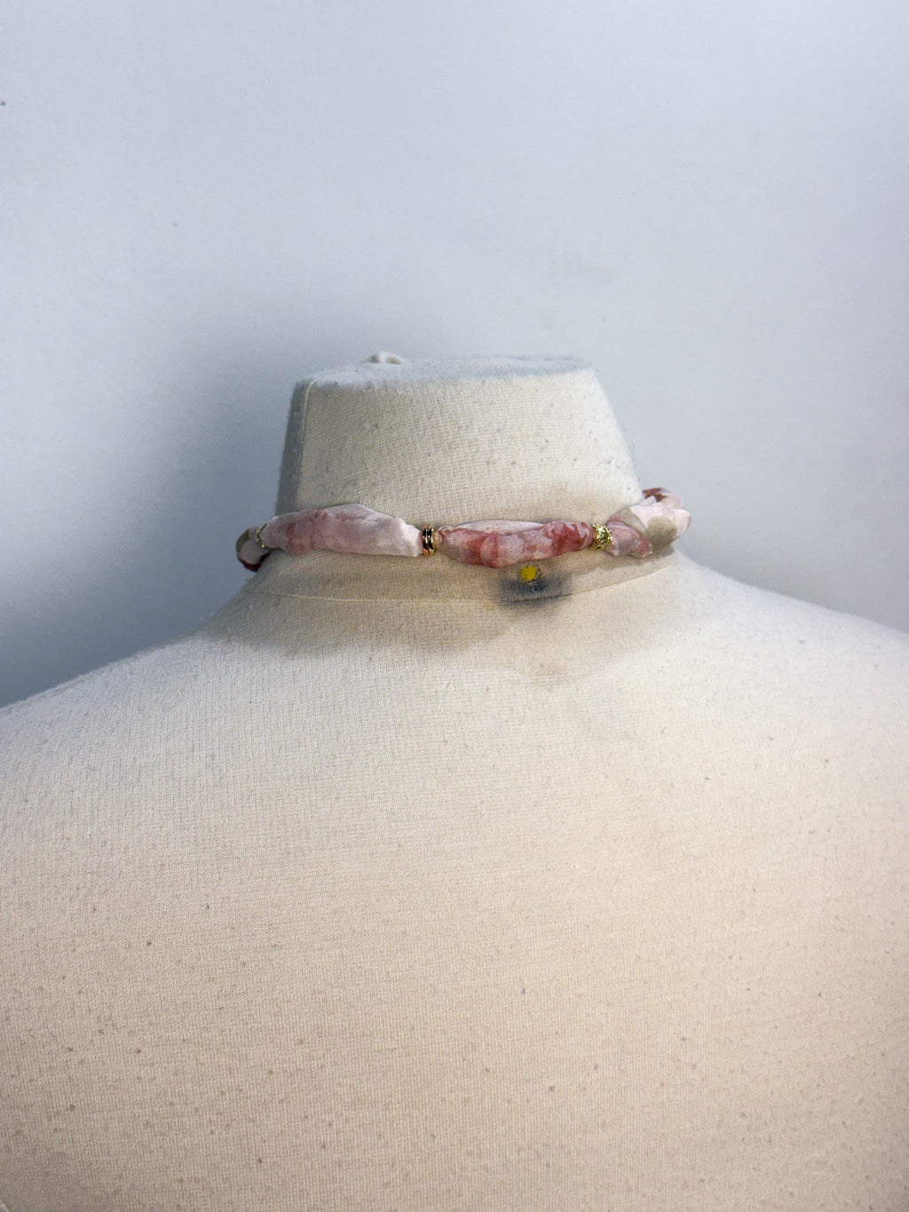 Handmade Chiffon & Pearl Lariat Necklace