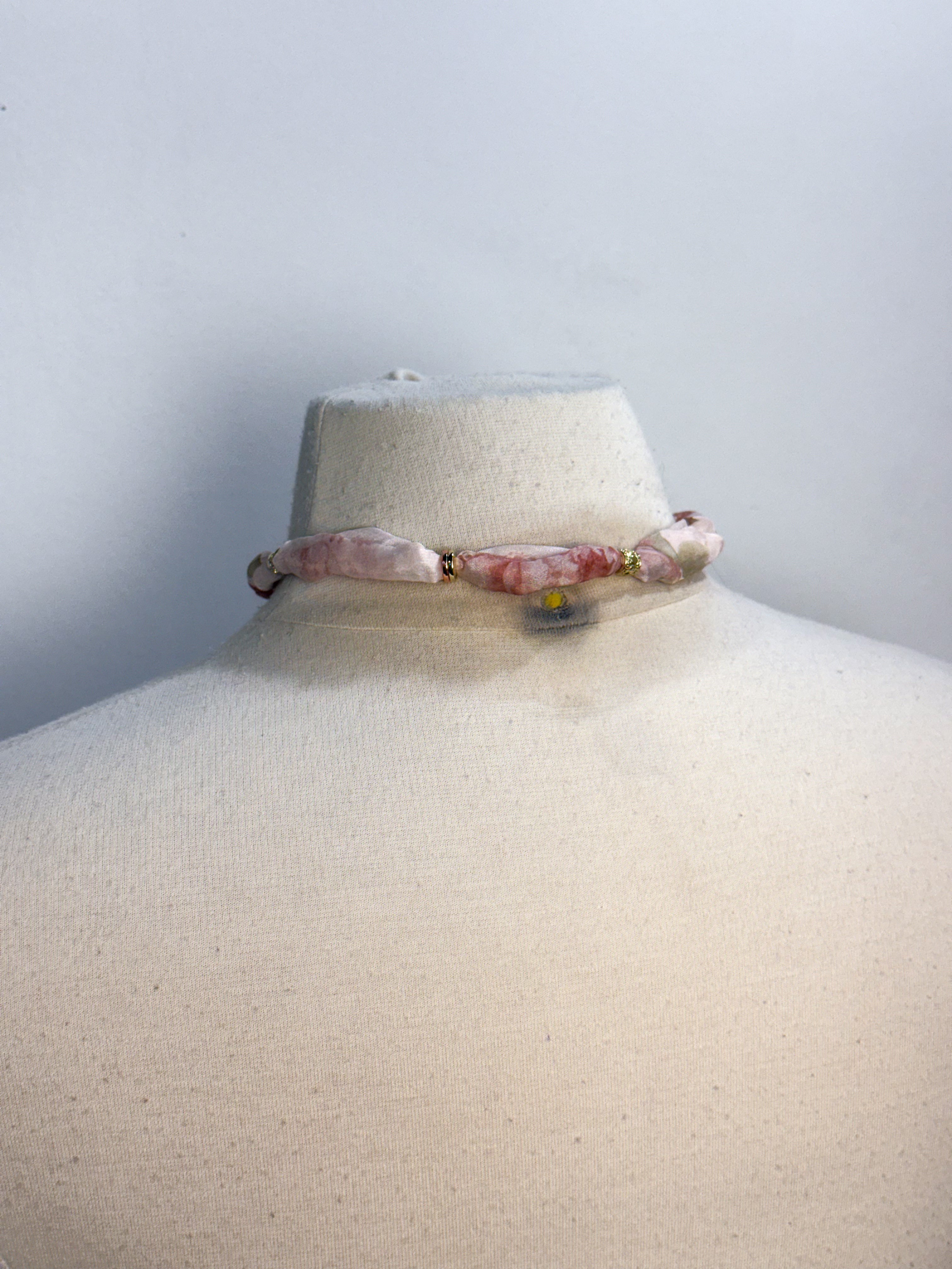 Handmade Chiffon & Pearl Lariat Necklace