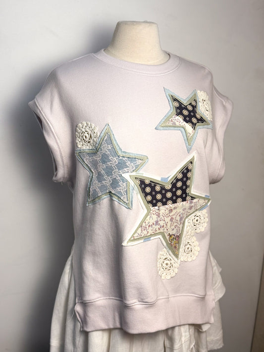 OOAK Star Patches Sleeveless Sweatshirt