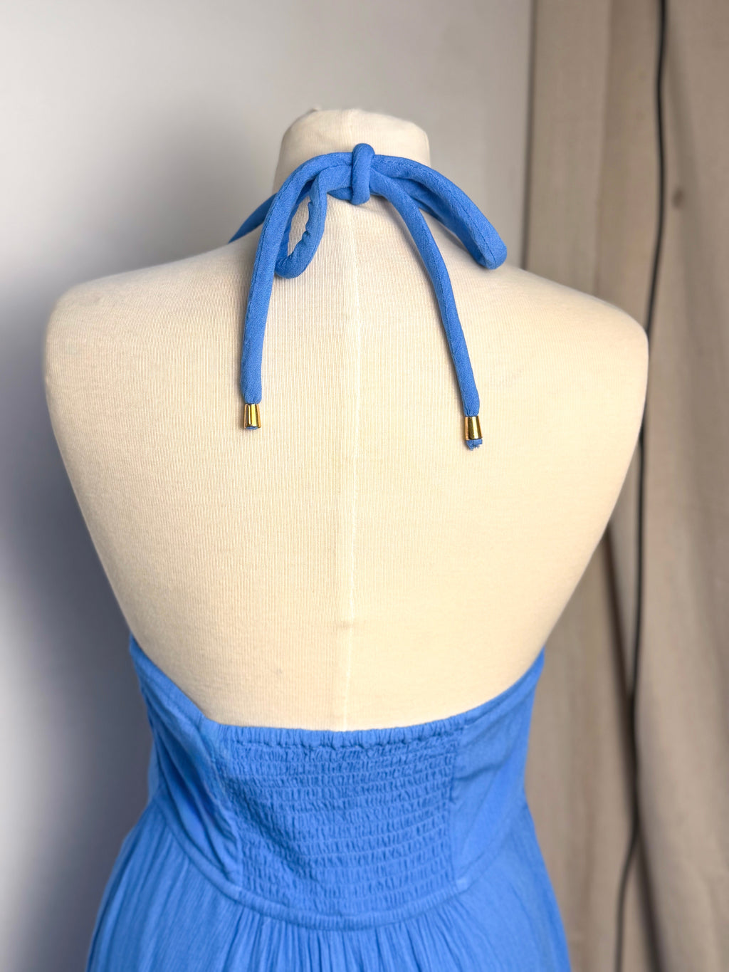 Surf Gypsy Halter Dress with Gold Trim Detail