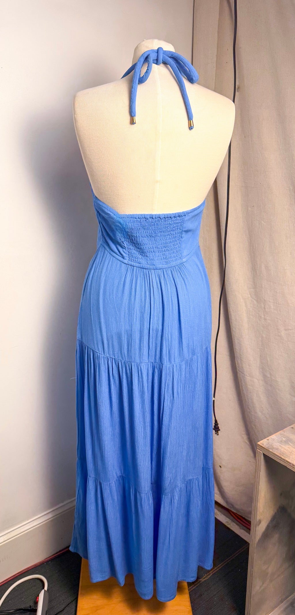 Surf Gypsy Halter Dress with Gold Trim Detail