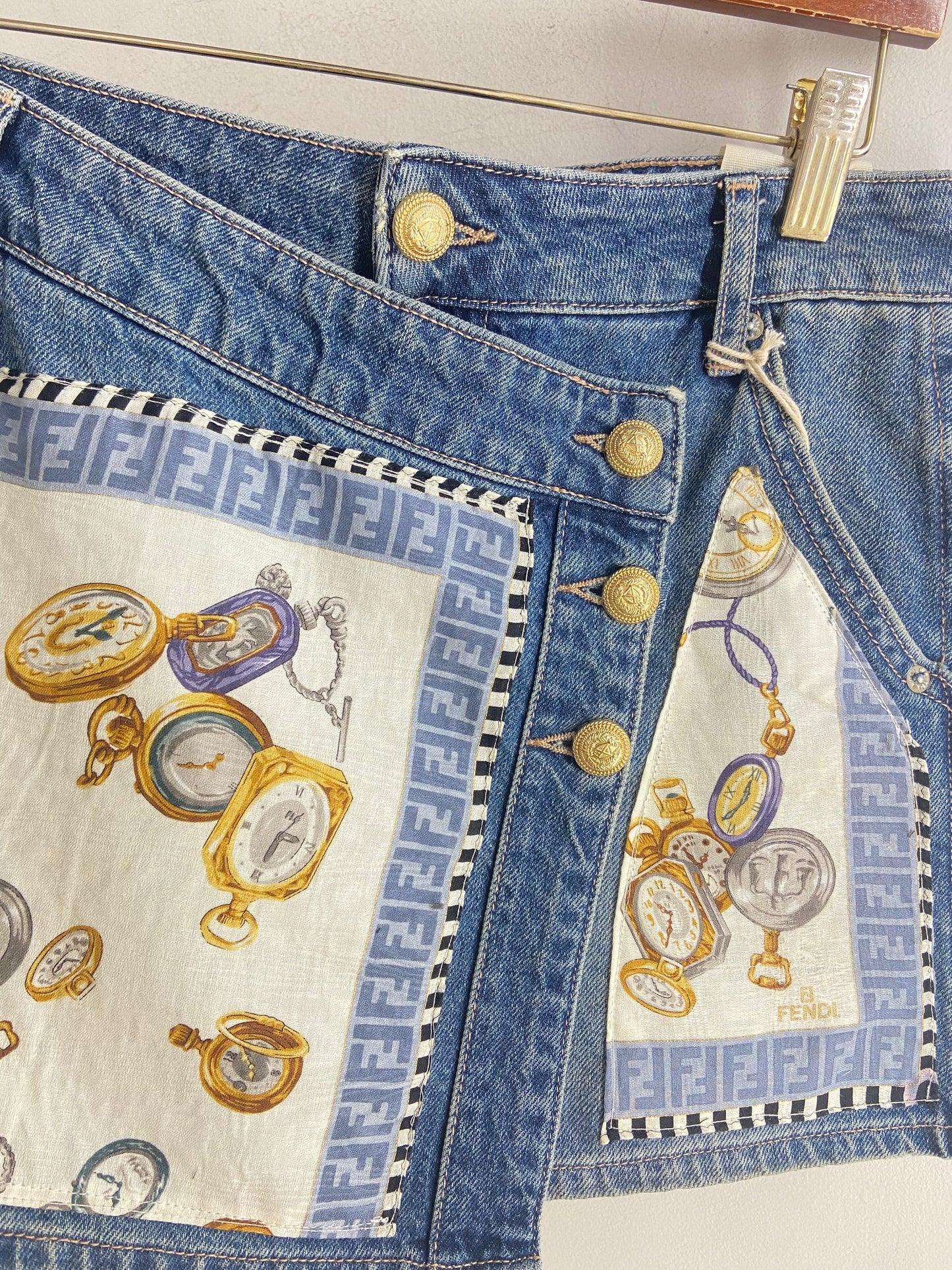 OOAK Fendi Scarf Denim Skort
