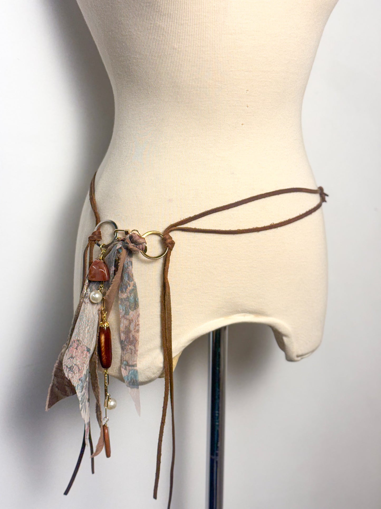 OOAK Leather with Charms & Side Chain Belt or Necklace