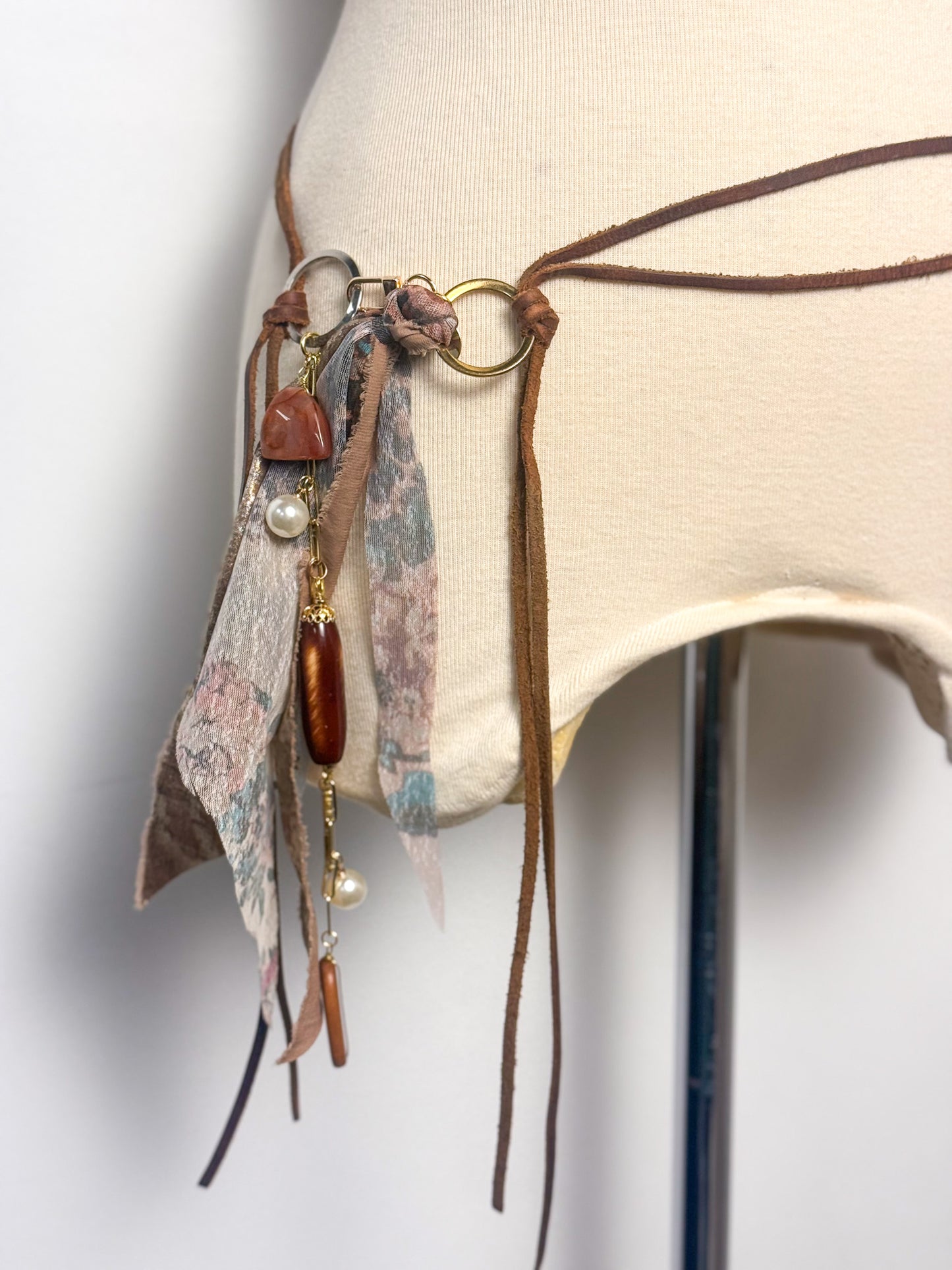 OOAK Leather with Charms & Side Chain Belt or Necklace