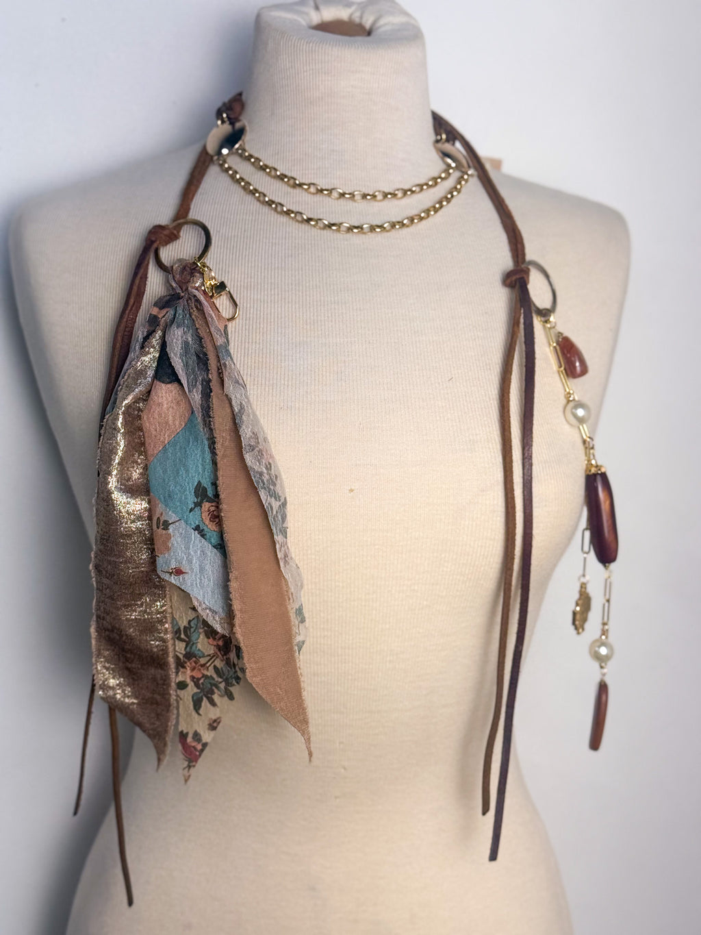 OOAK Leather with Charms & Side Chain Belt or Necklace