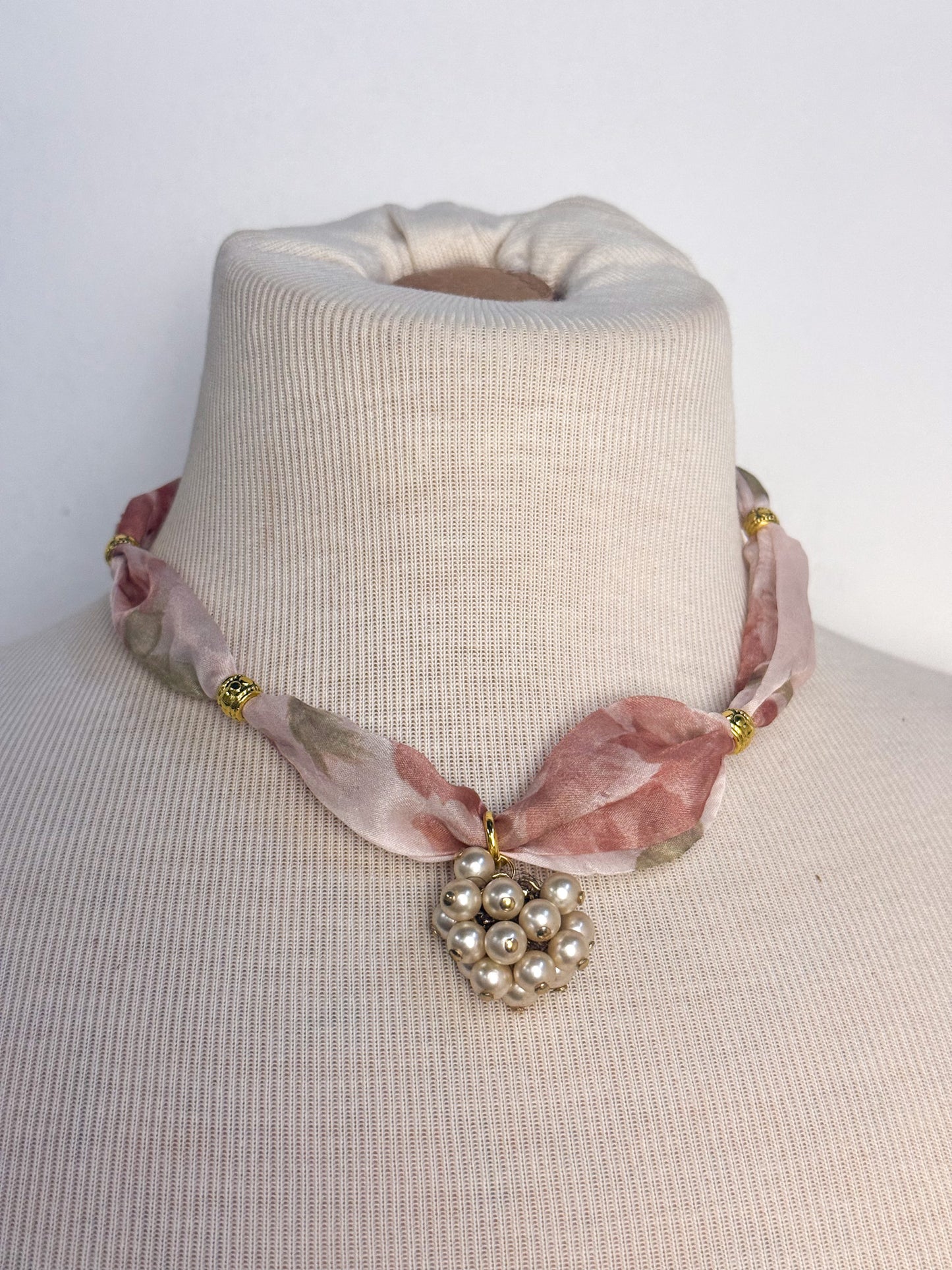 OOAK VIntage Pearl Bauble Scarf Necklace