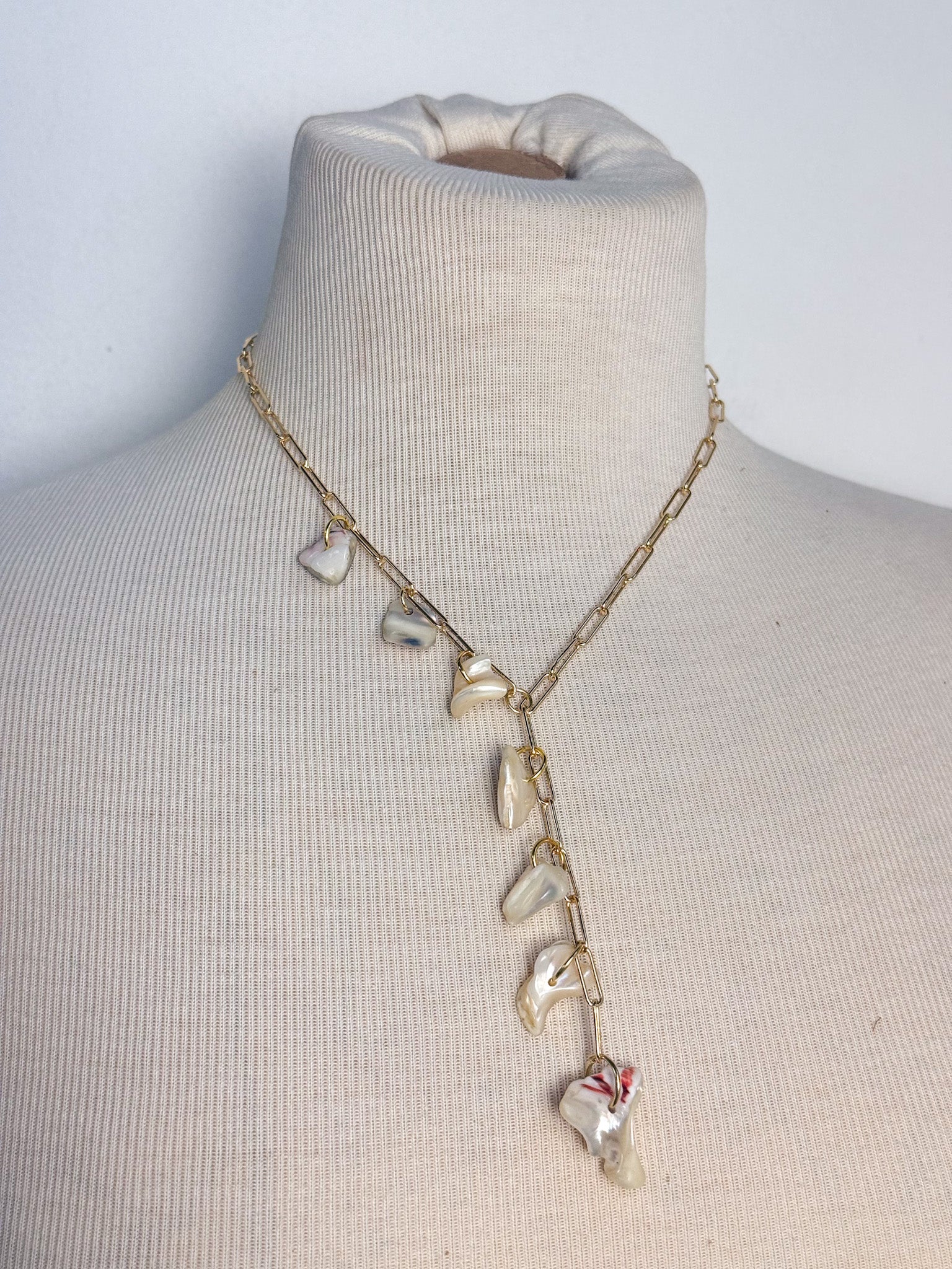 OOAK Vintage Shell Lariat Necklace