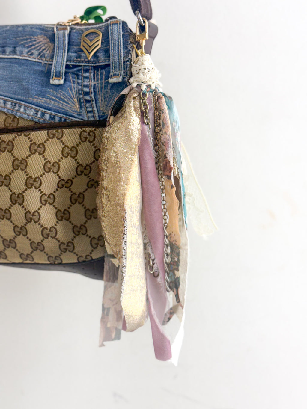 OOAK Ribbon, Lace, & Chain Bag Charm