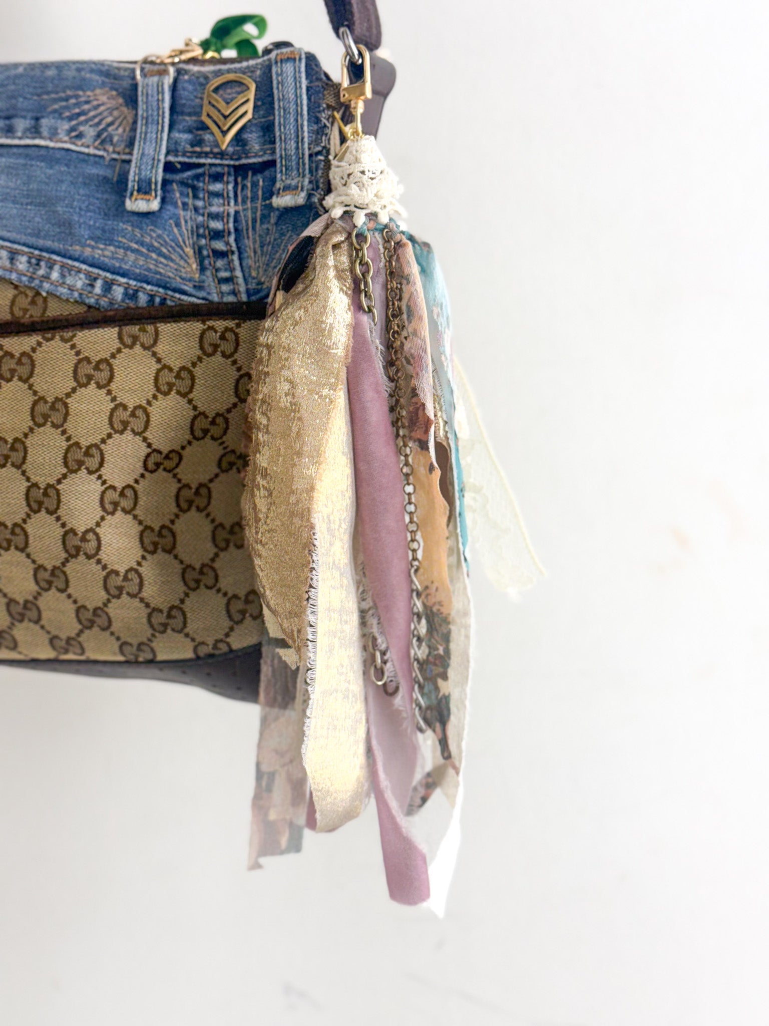 OOAK Ribbon, Lace, & Chain Bag Charm