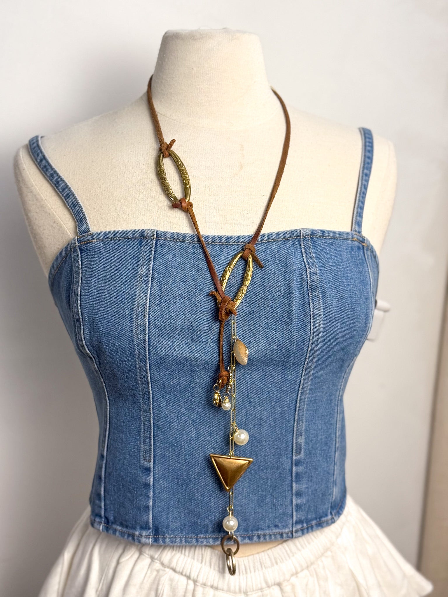 OOAK Leather & Charms Necklace or Belt