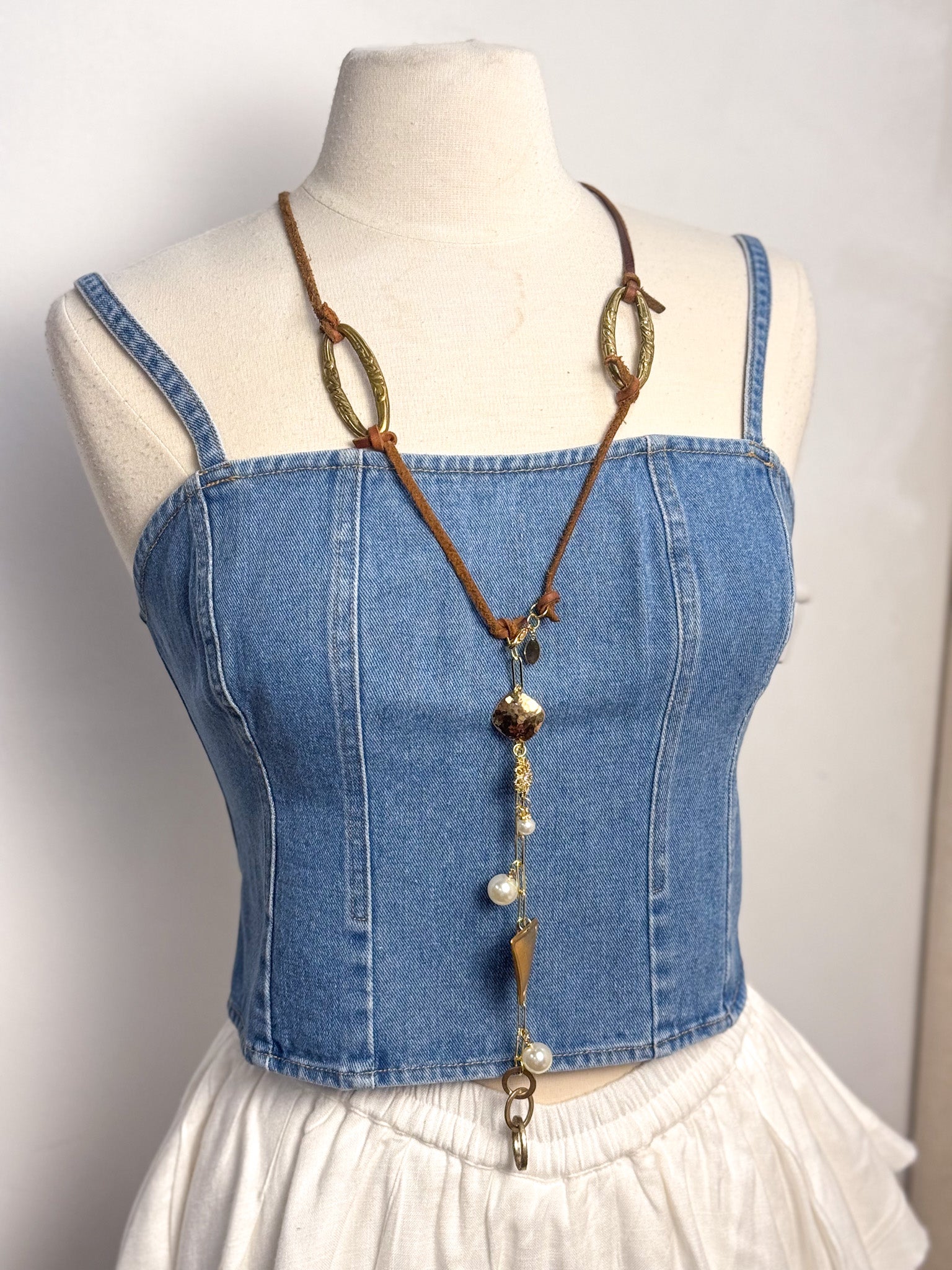 OOAK Leather & Charms Necklace or Belt