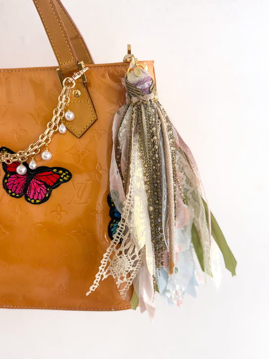 OOAK Vintage Chains & Fabric Bag Chain