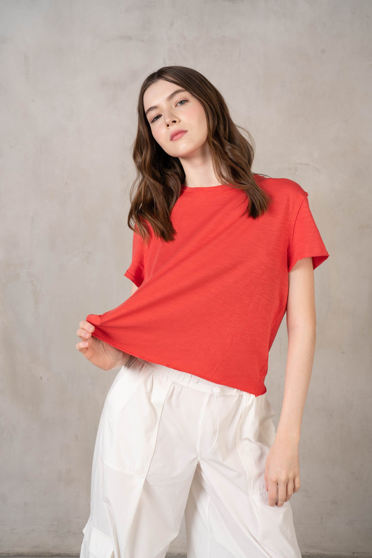 Crew Neck SS Cotton Modal Slub Tee