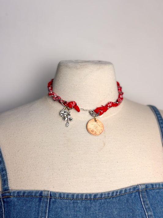 OOAK Bandana & Foreign Coin Necklace or Bracelet