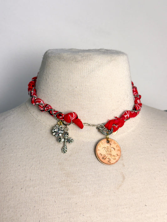 OOAK Bandana & Foreign Coin Necklace or Bracelet