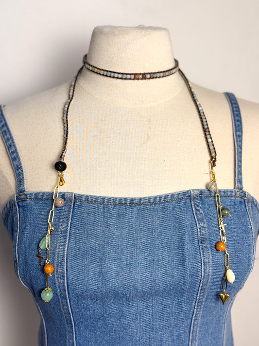 OOAK Semi Precious Stone & Charms Belt or Necklace