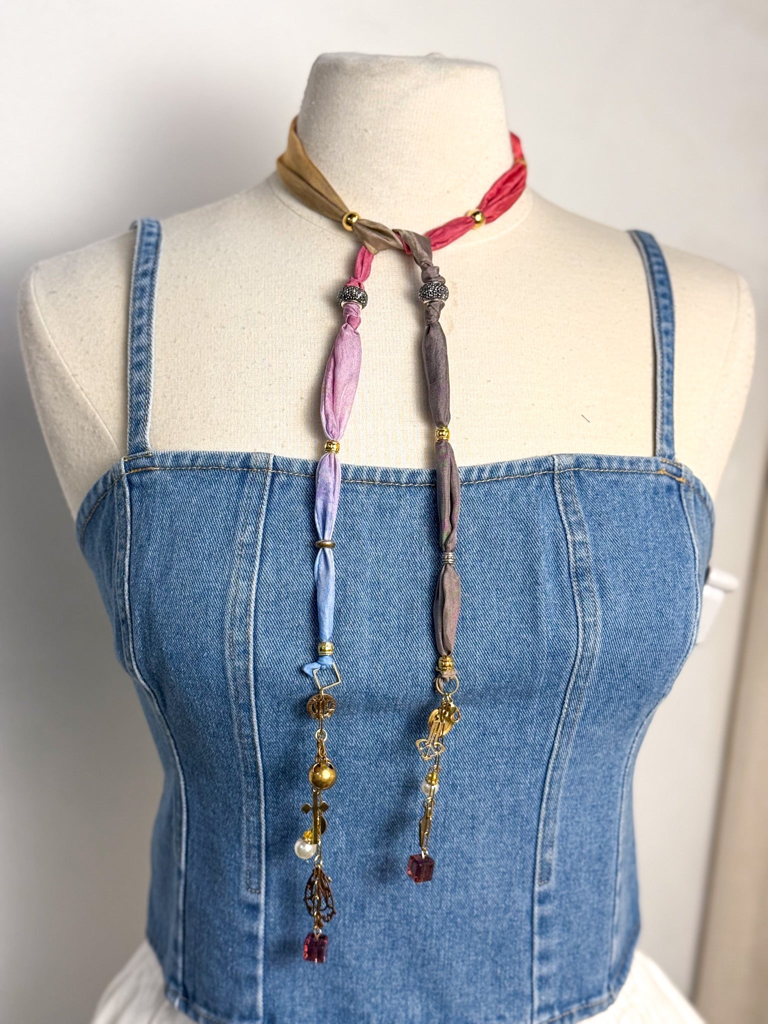 OOAK Silk Scarf Wrap Necklace or Belt