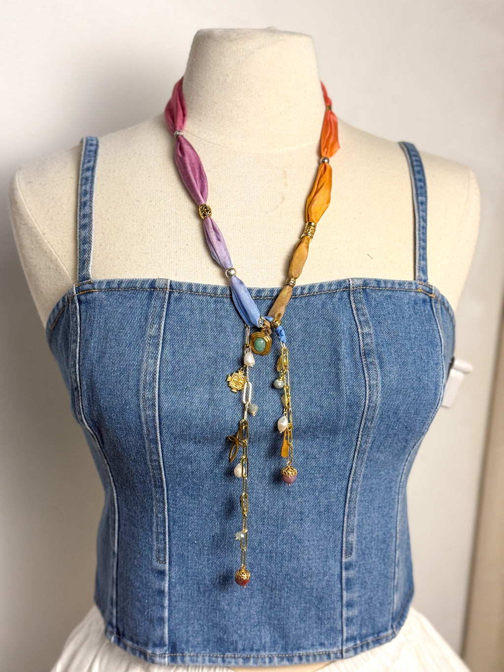 OOAK Silk Scarf Wrap Necklace or Belt