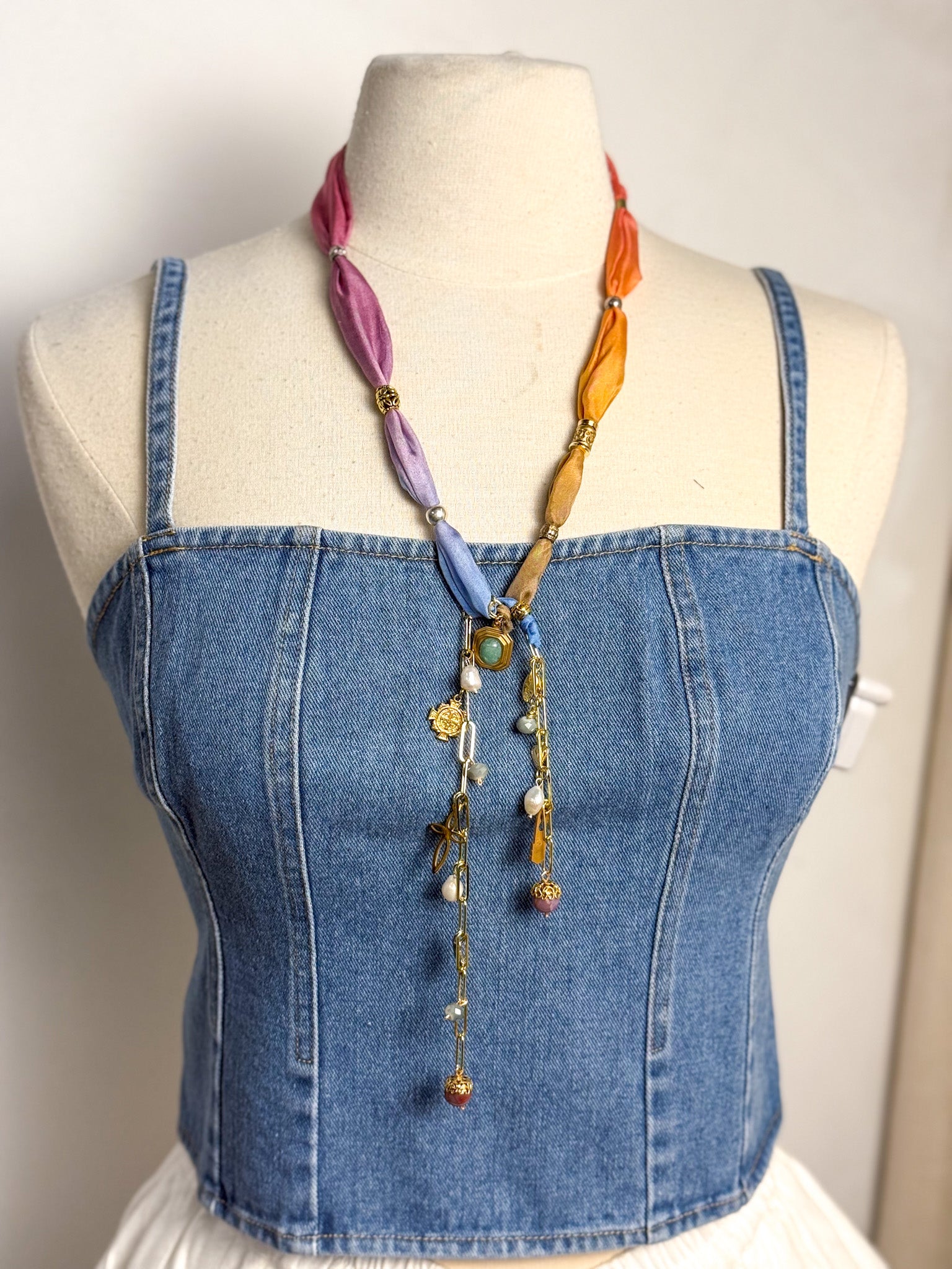 OOAK Silk Scarf Wrap Necklace or Belt