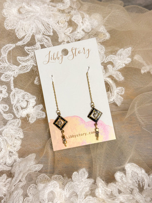 OOAK Vintage Diamond Threader Earrings