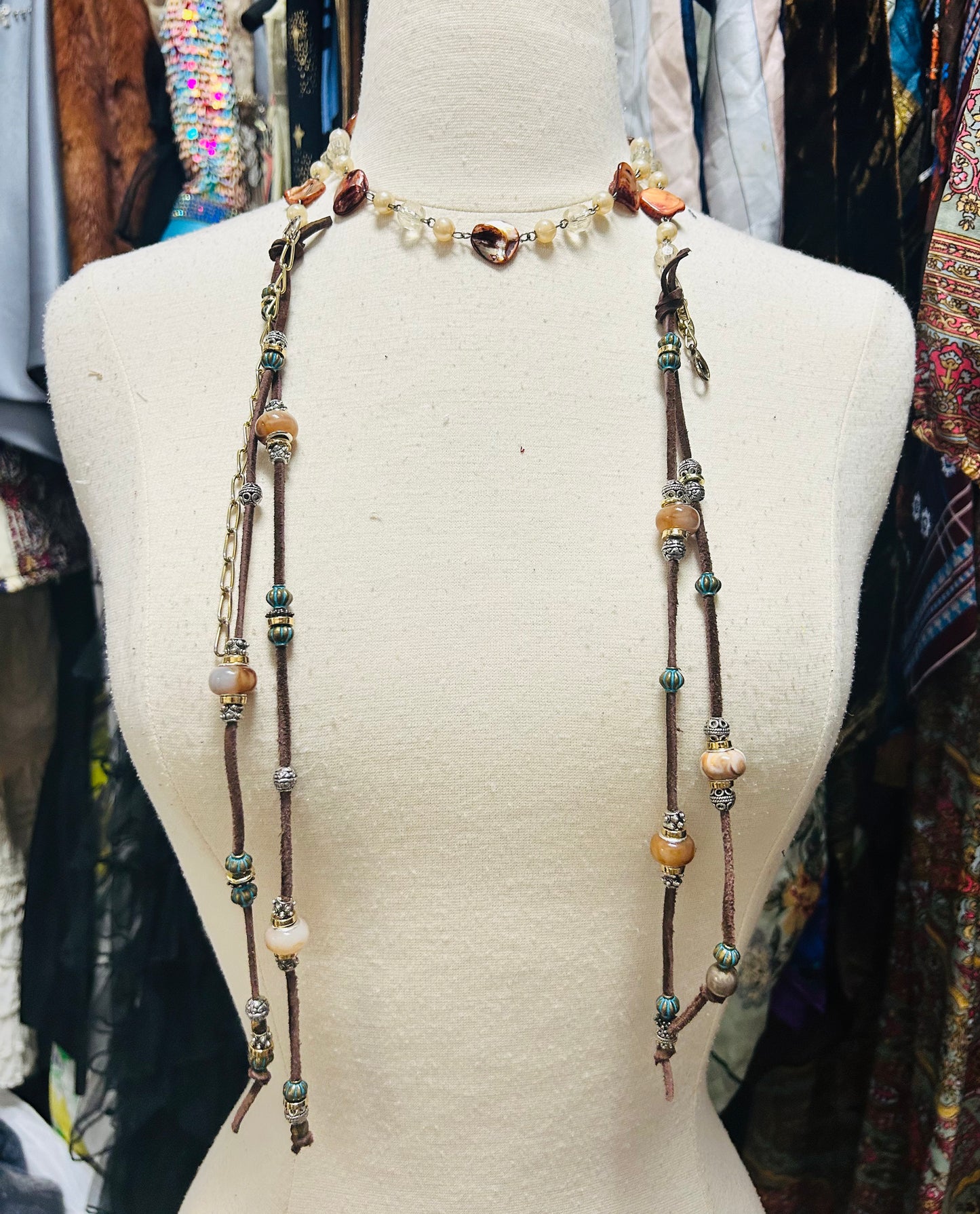 OOAK Shell & Leather Belt or Necklace