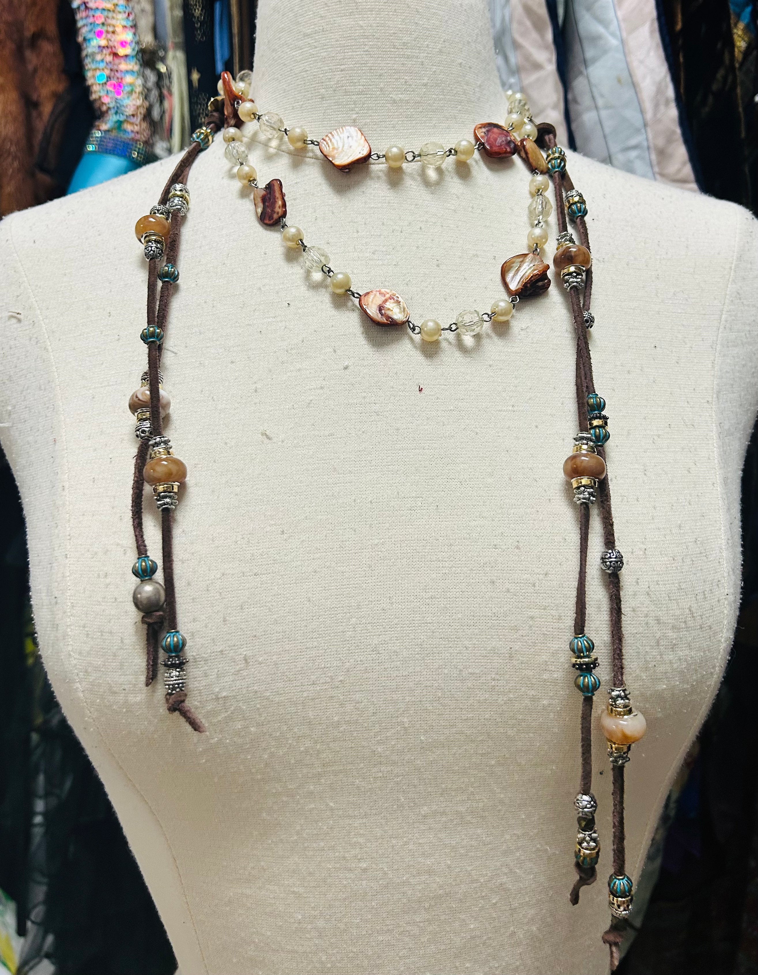 OOAK Shell & Leather Belt or Necklace