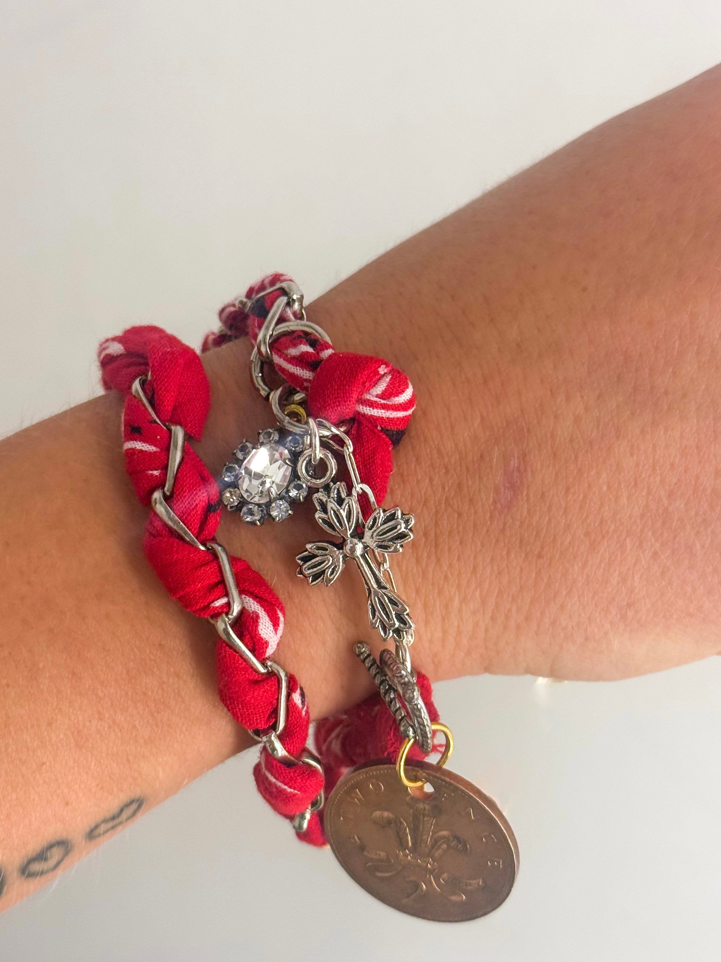 OOAK Bandana & Foreign Coin Necklace or Bracelet