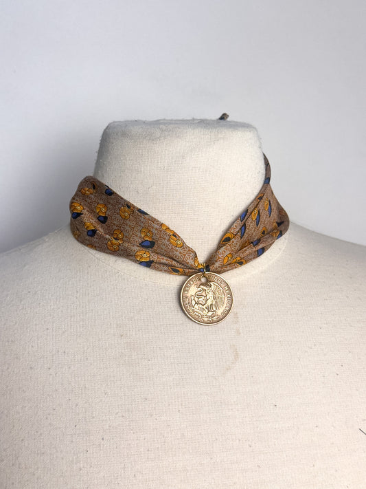 OOAK Designer "Loewe" Silk Tie Foreign Scarf Necklace