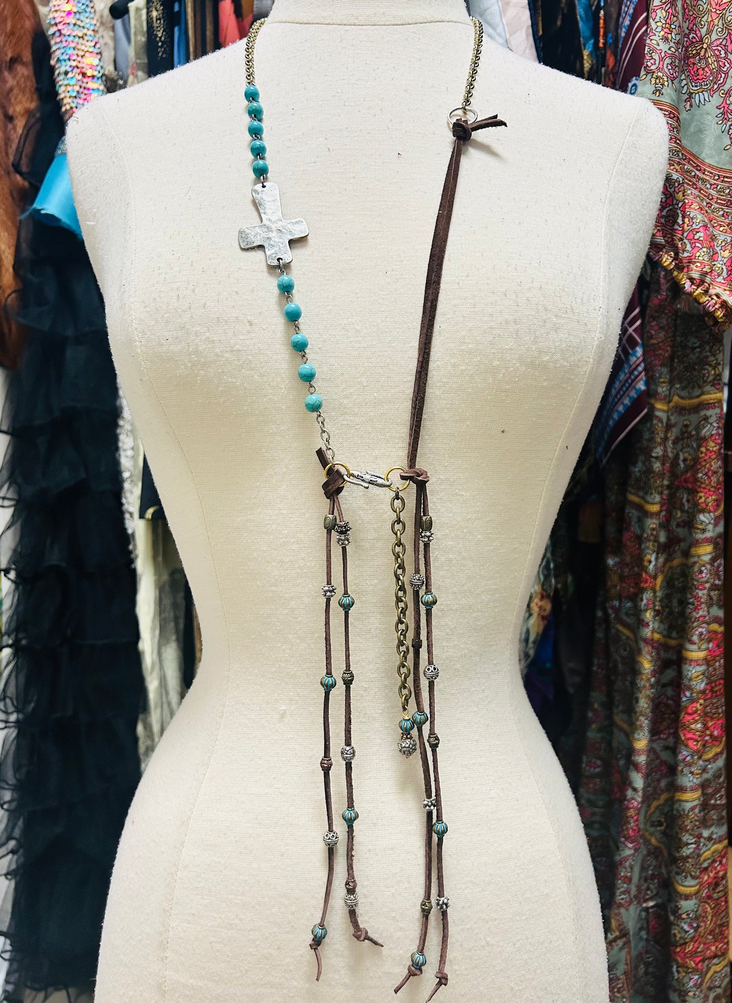 OOAK Vintage Cross & Leather Belt
