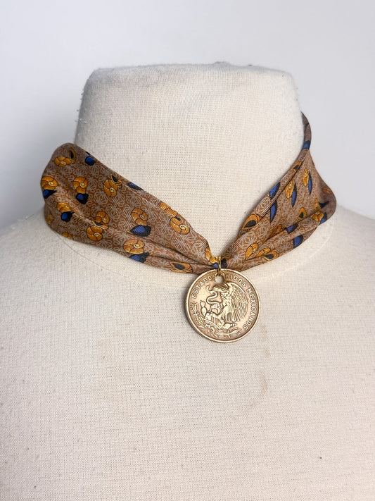 OOAK Designer "Loewe" Silk Tie Foreign Scarf Necklace