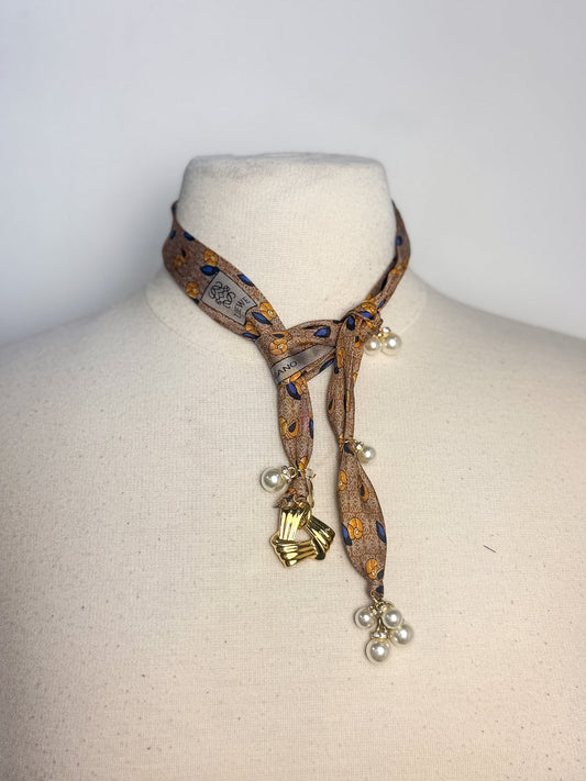 OOAK Designer 'Loewe' Silk Tie Scarf Lariat Necklace