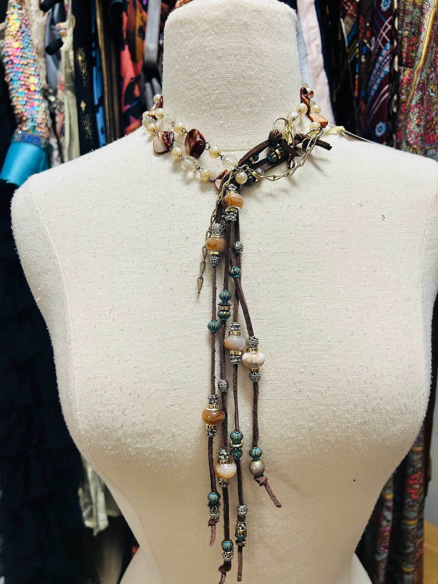 OOAK Shell & Leather Belt or Necklace