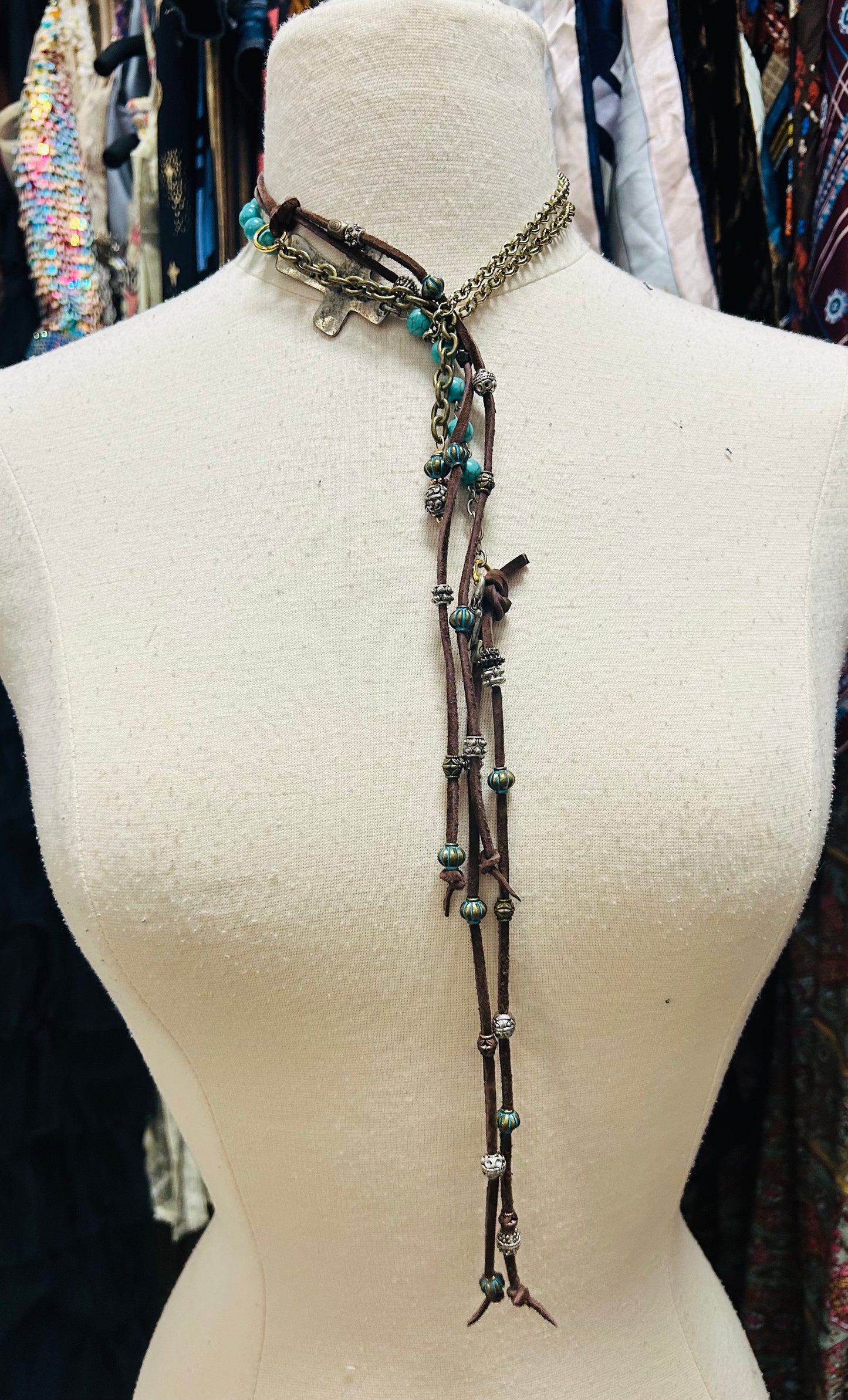 OOAK Vintage Cross & Leather Belt
