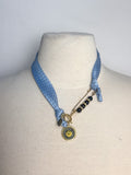 OOAK Blue Silk Tie Scarf Necklace