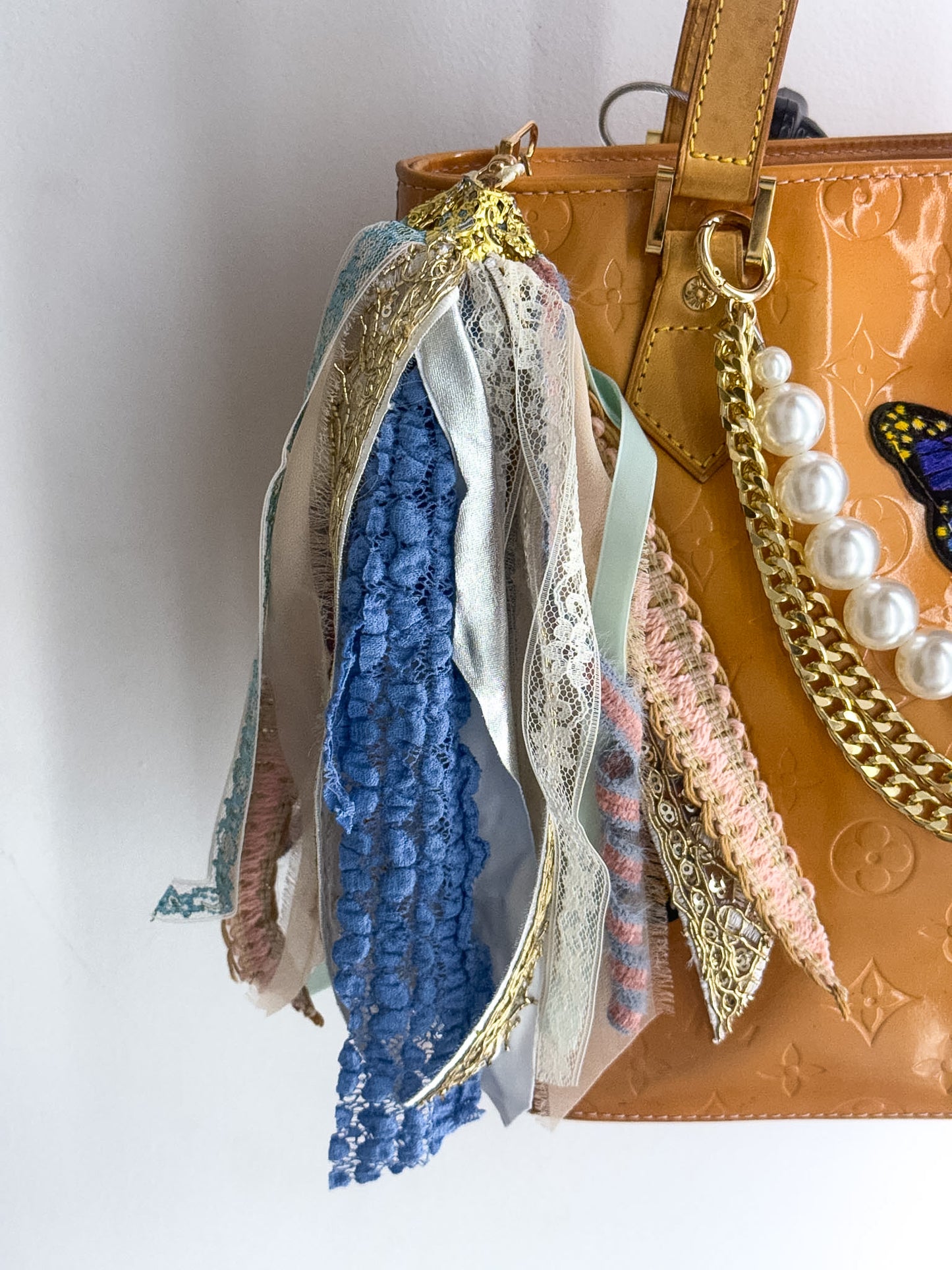 OOAK Large Fillagree Top Fabric Purse Charm