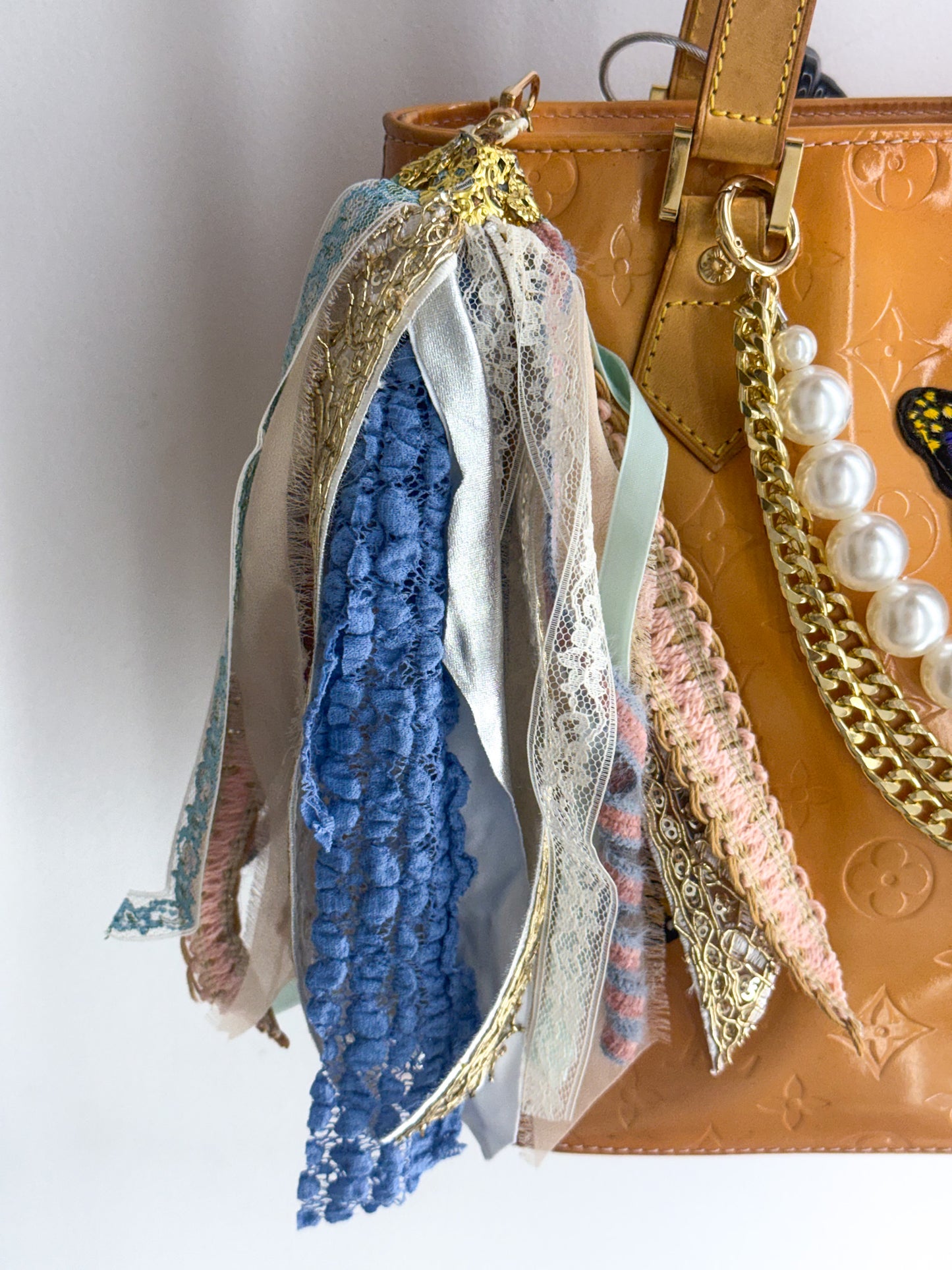OOAK Large Fillagree Top Fabric Purse Charm