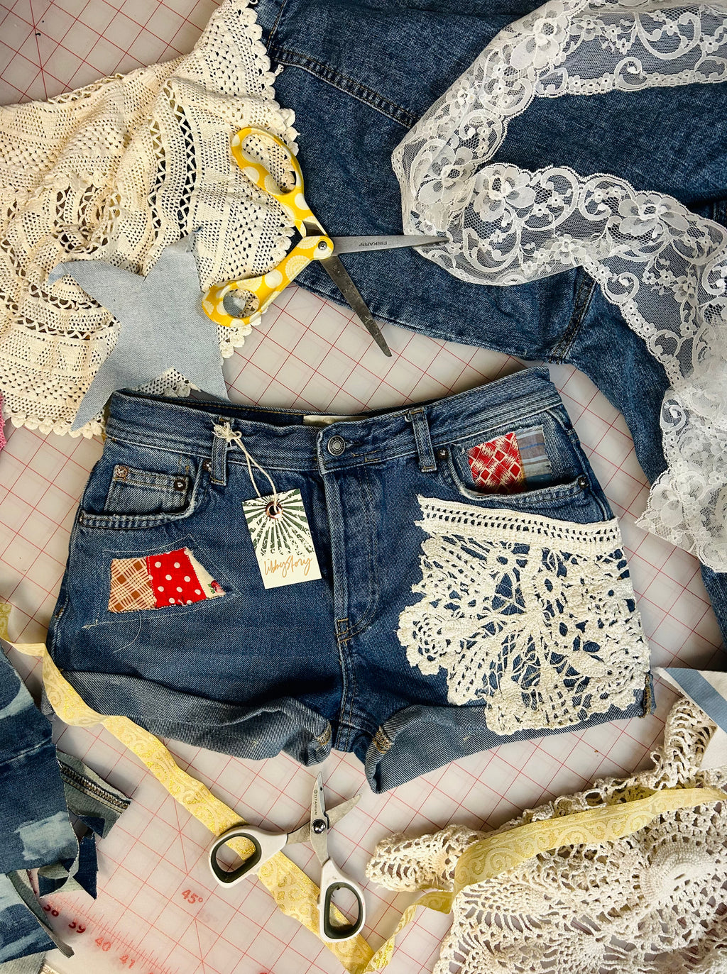 OOAK We the Free Patched Cutoffs