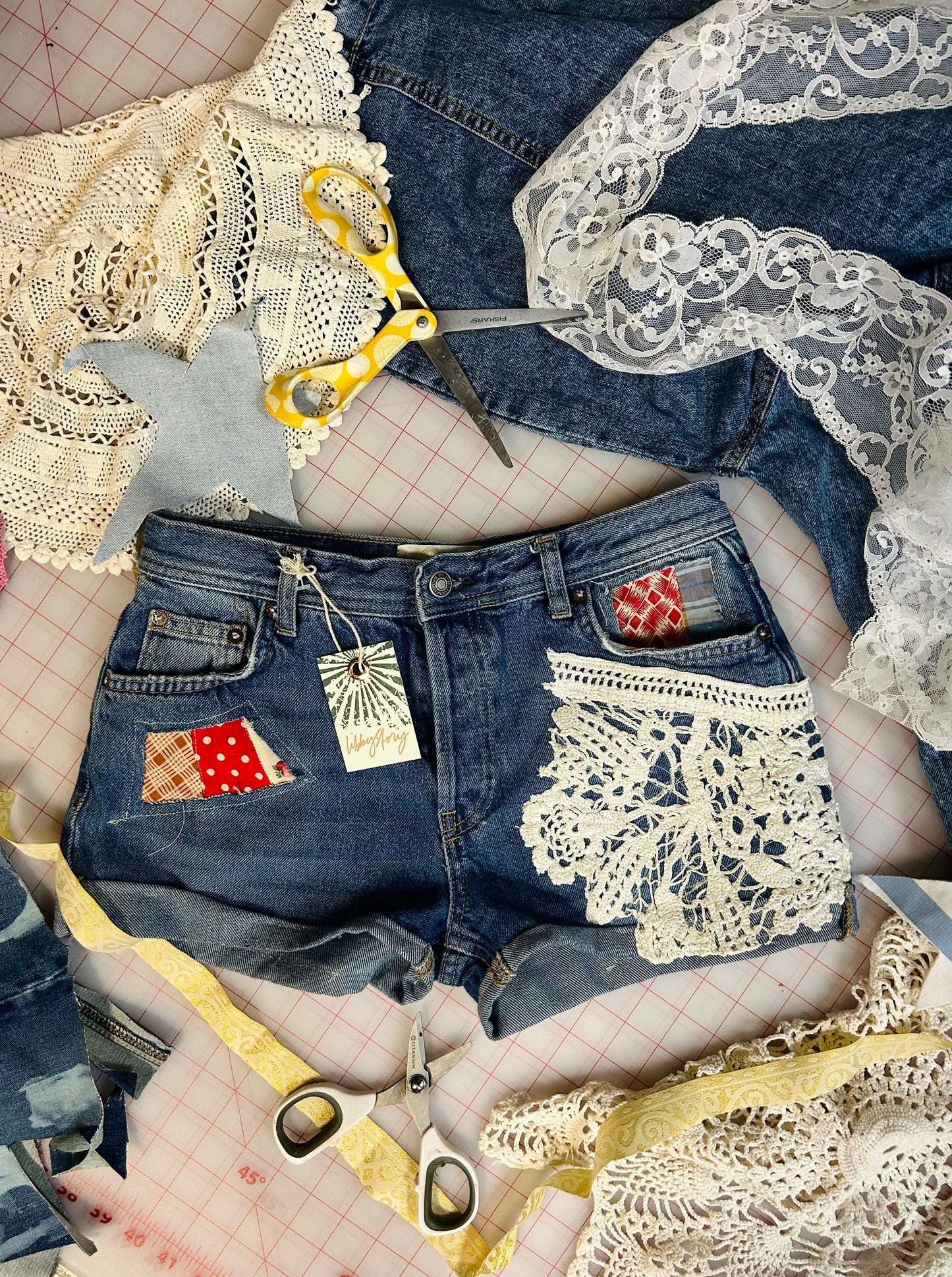 OOAK We the Free Patched Cutoffs