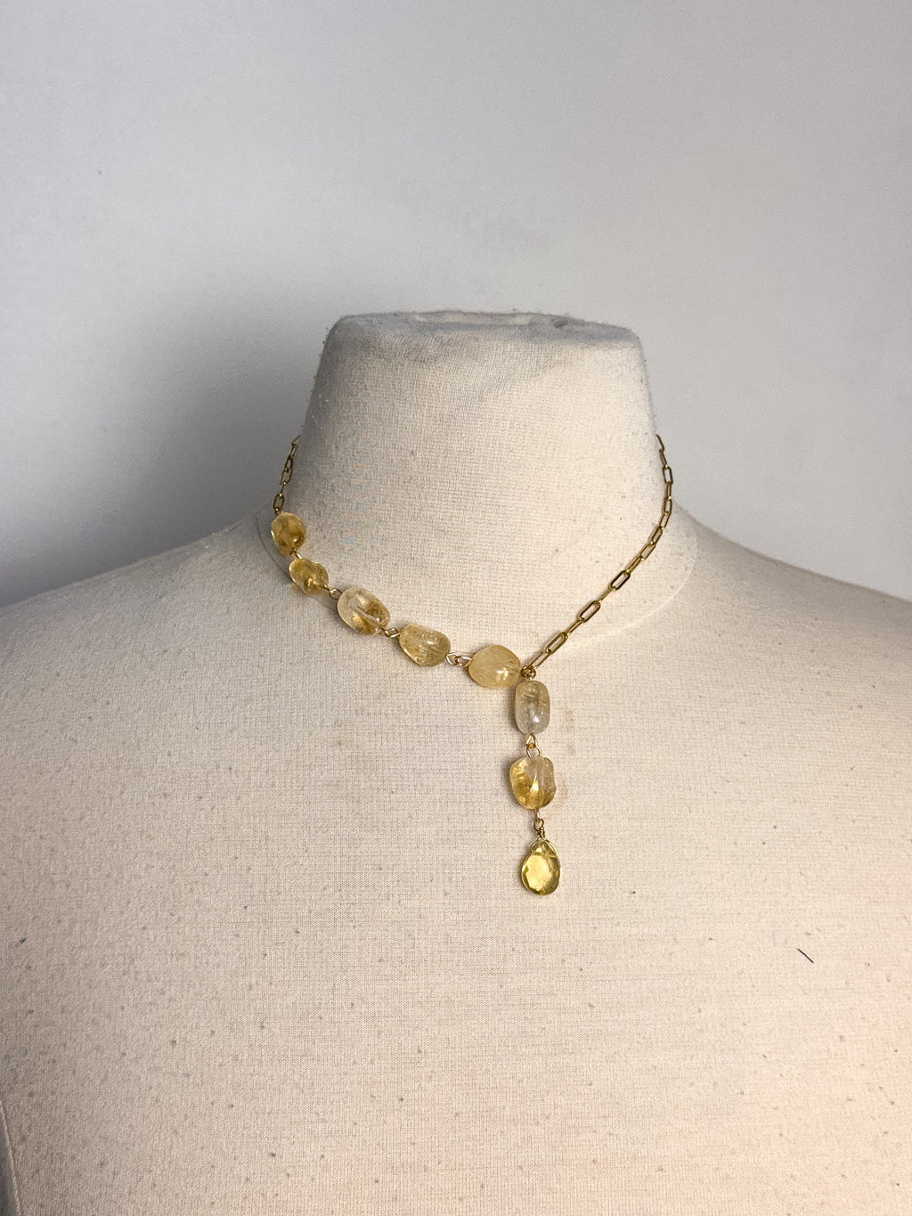 Handmade Citrine Lariat Necklace