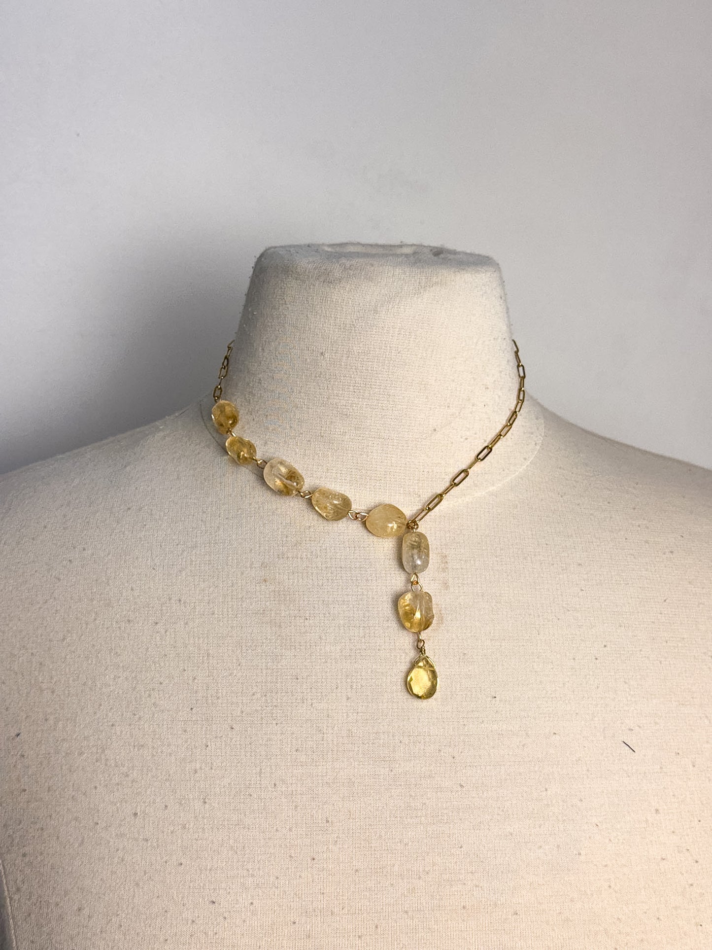 Handmade Citrine Lariat Necklace