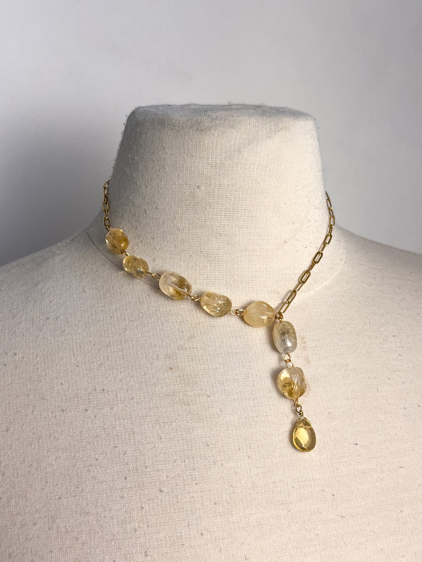 Handmade Citrine Lariat Necklace