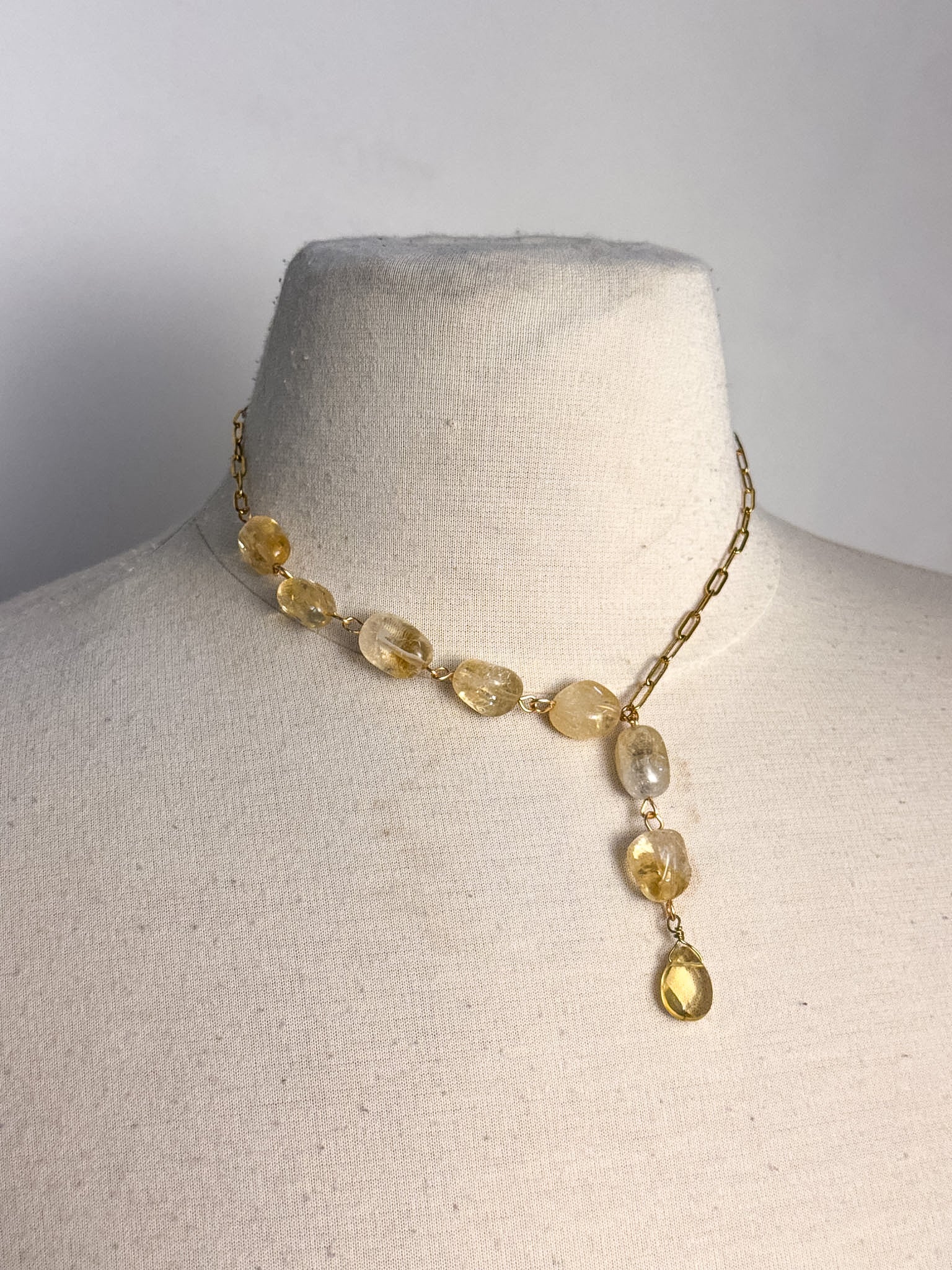 Handmade Citrine Lariat Necklace