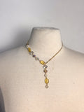 OOAK Citrine & Facated Glass Lariat Necklace