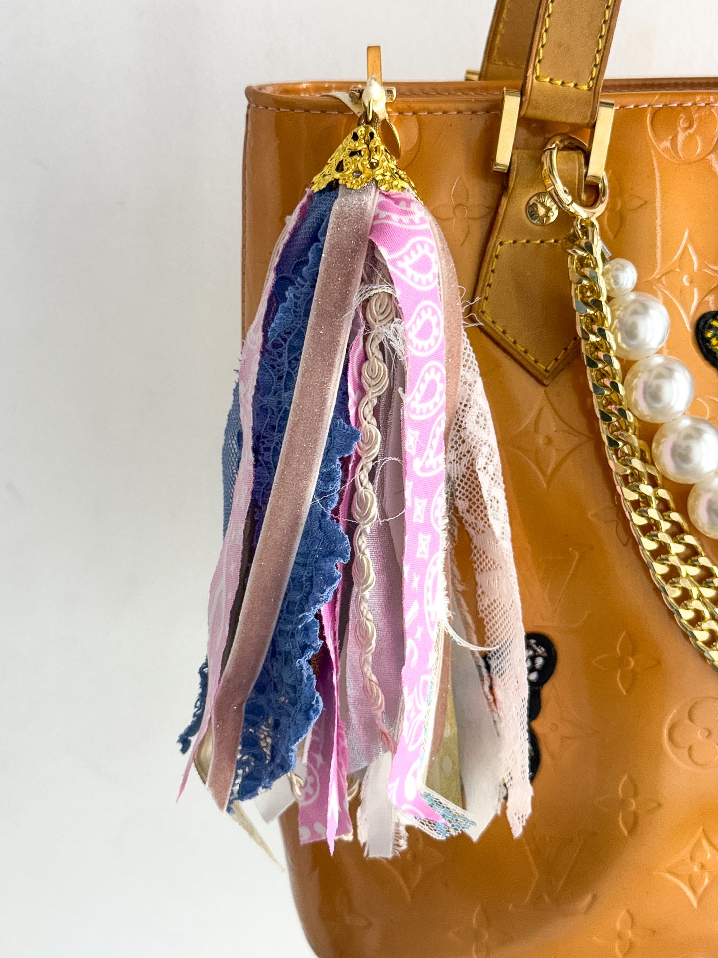 OOAK Medium Filigree Top Fabric Purse Charm