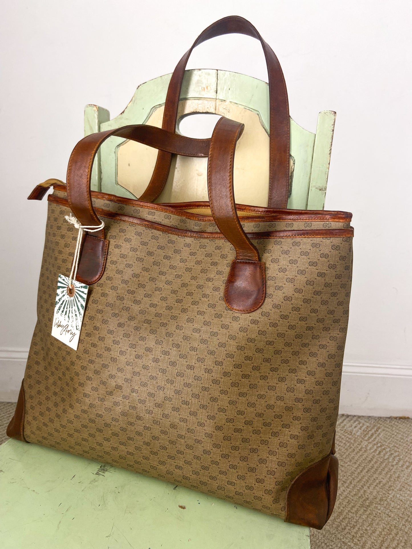 OOAK Vintage Gucci Large Satchel Purse with Charmed Chain Strap